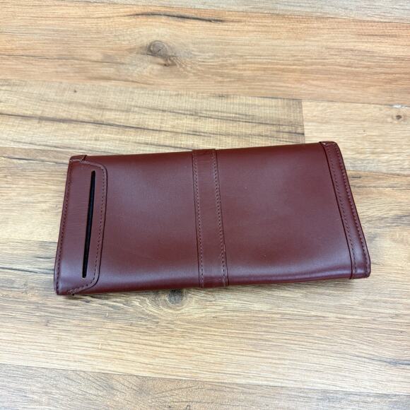 L.L. Bean Large Brown Clutch Wallet Leather Passport 9" x 5" Credit Card Coin - Picture 2 of 6